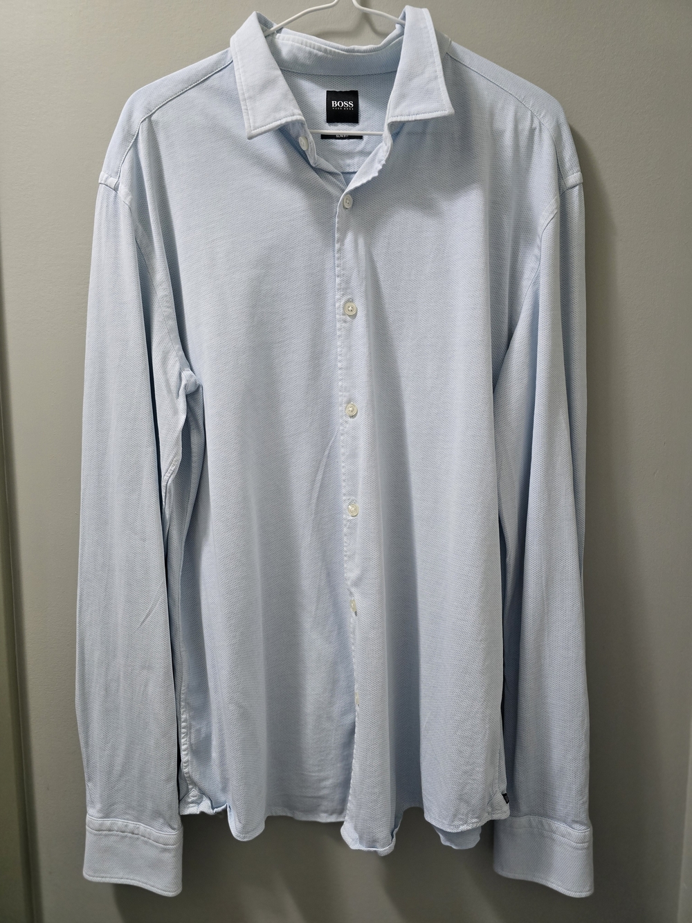 Hugo Boss Light Blue Long-Sleeve Button Down Shirt Slim Fit XL